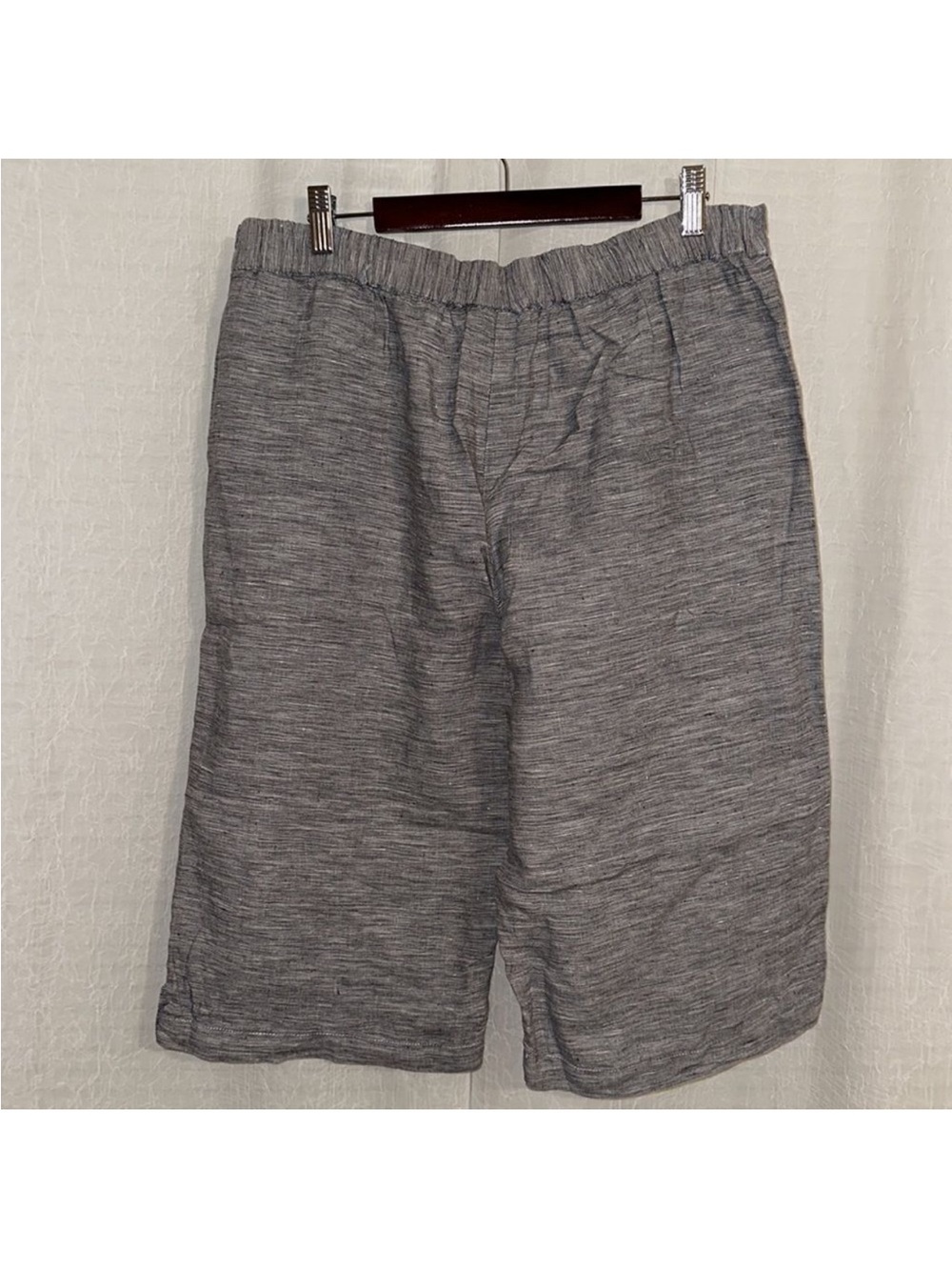 blue illusion M Chambray Heather Blue Linen Hem Tabs Bermuda Shorts with Pockets